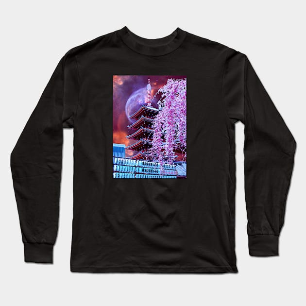 Tokyo Space Outer Galaxy Long Sleeve T-Shirt by JeffDesign